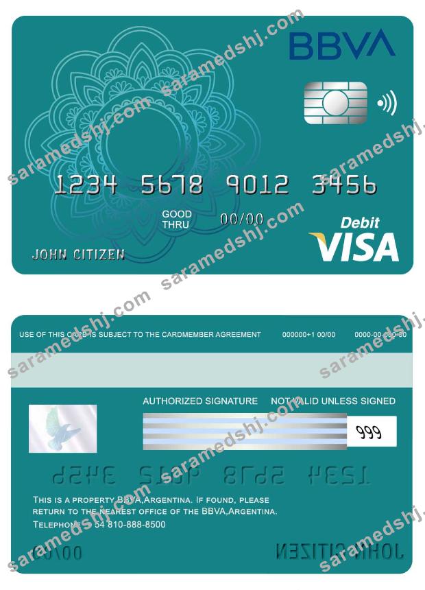 Argentina BBVA bank visa card